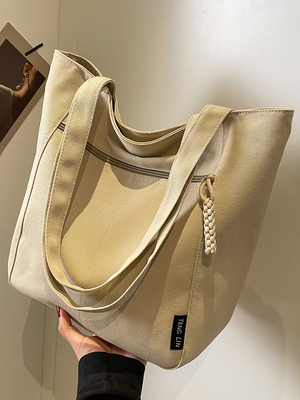秋季时尚大包包女2025新款潮高级质感百搭大容量单肩包帆布托特包
