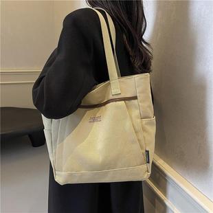 日系原宿風(fēng)大容量帆布包包女2025新款 潮大學(xué)生上課書包輕便單肩包