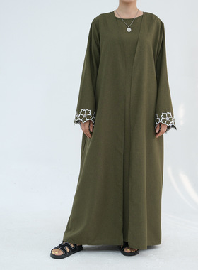 中东马来土耳其刺绣长袍及脚踝开衫长裙女Arab Women Robe Kimono