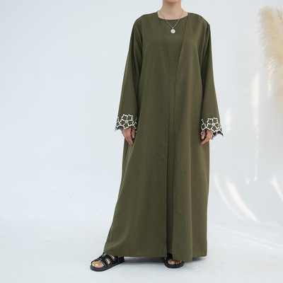 马来土耳其刺绣长袍及脚踝开衫长裙女Arab Women Robe Kimono