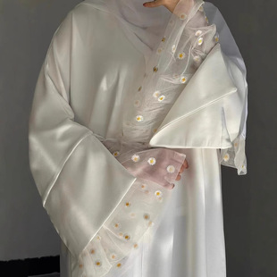 迪拜土耳其拼接蕾丝连衣裙长袍robe women lace dress long