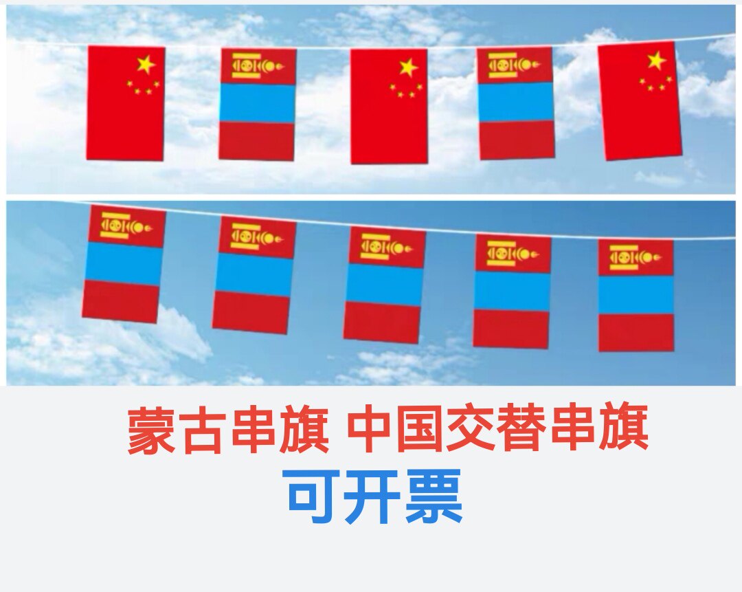 5米8米8号中国蒙古国国旗串旗挂旗吊旗装饰小旗子蒙古小国旗