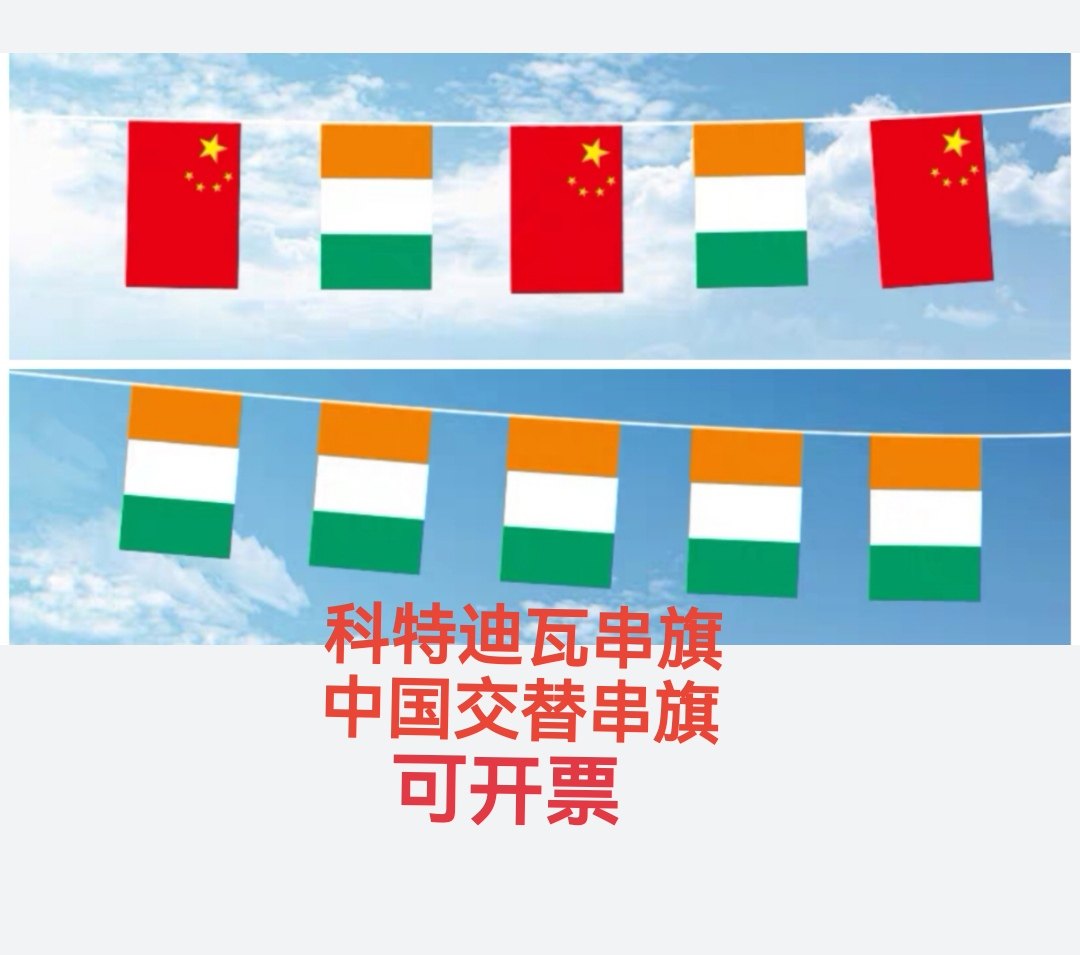 5米8号中国科特迪瓦国旗串旗挂旗吊旗装饰小旗子科特迪瓦小国旗