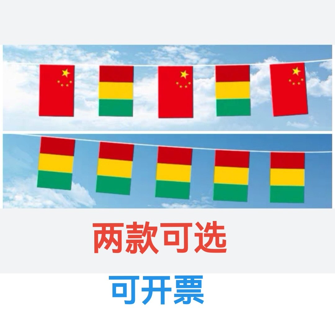 5米8号中国几内亚国旗串旗挂旗吊旗装饰小旗子几内亚小国旗