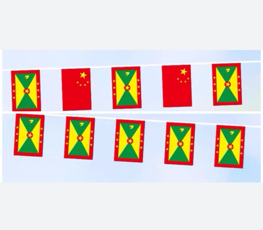 可开票5米8号格林纳达国旗串旗中国交叉串旗吊旗小旗子小国旗