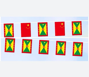 可开票5米8号格林纳达国旗串旗中国交叉串旗吊旗小旗子小国旗