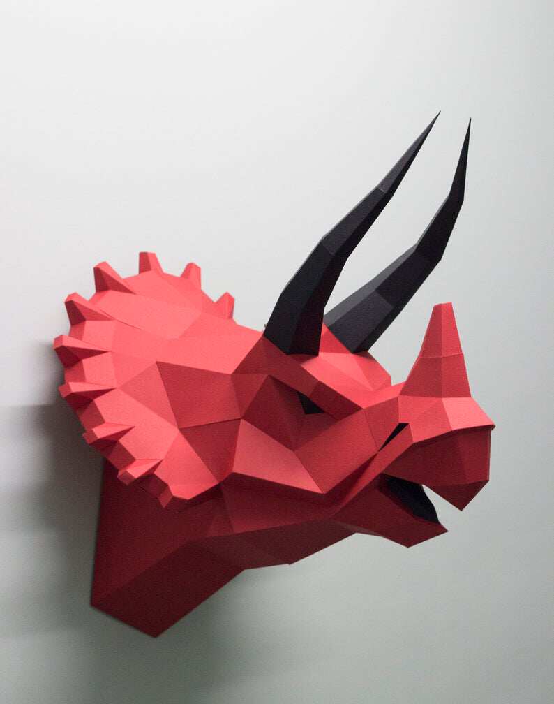 创意纸模 恐龙三角龙 3d模型家居壁挂手工diy材料包ins装饰材料