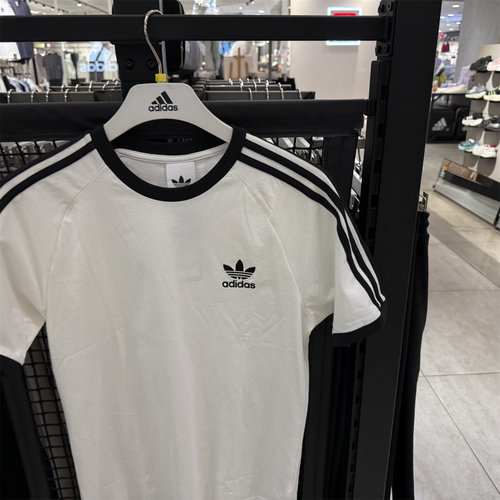 Adidas三叶草男女款3-STRIPES TEE 运动修身短袖圆领T恤KB2460