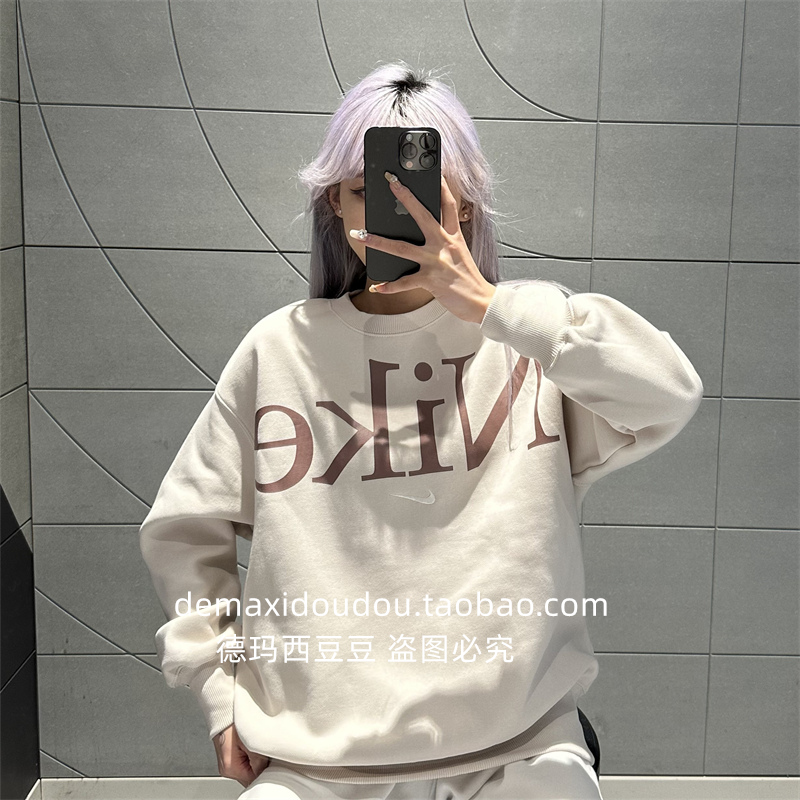 耐克Nike 女子字母印花加绒保暖休闲套头卫衣FN3655-019-063-104