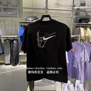 正品耐克2025新款男子运动印花篮球圆领短袖T恤HJ3426-010-100