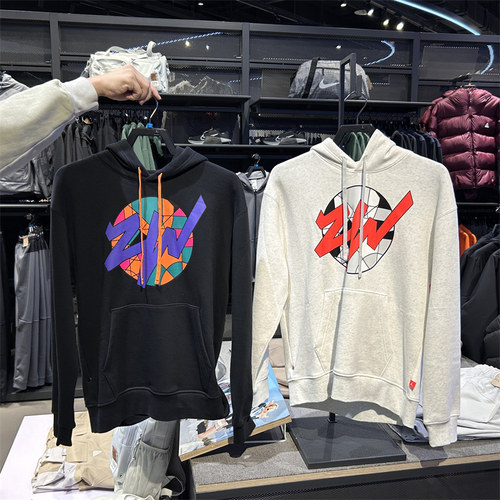 专柜正品Jordan乔丹ZION锡安男子印花休闲加绒套头连帽衫 FD2391