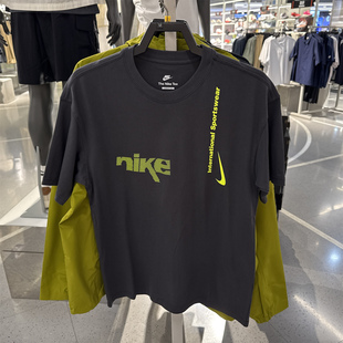 NIKE耐克短袖男2025夏季运动休闲宽松印花纯棉圆领T恤 HQ9263-060