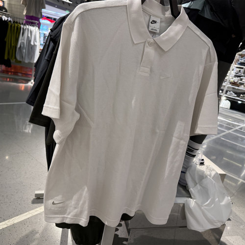 正品nike耐克男子夏季华夫格宽松透气刺绣简约翻领短袖T恤IH8665