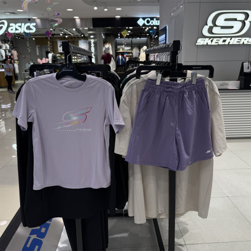 Skechers斯凯奇女童夏季旋风速干套装舒适亲肤运动短袖P226K047