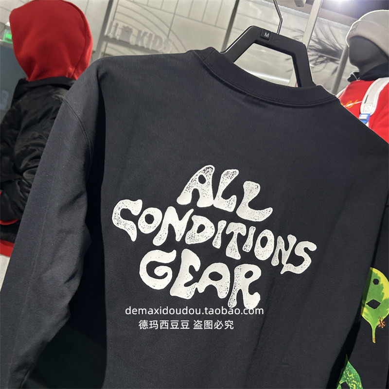 Nike耐克ACG男子户外运动圆领套头衫黑色印花速干长袖T恤 HJ0803