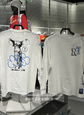 专柜正品Nike耐克男背标印花休闲运动圆领套头长袖篮球T恤 HJ3306