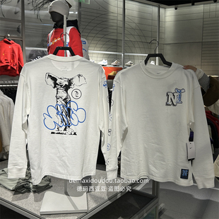 专柜正品Nike耐克男背标印花休闲运动圆领套头长袖篮球T恤 HJ3306