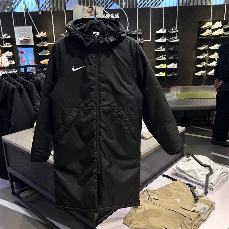 NIKE耐克男子冬季足球中长款连帽棉服防风保暖运动棉衣CW6767-010,运动服/休闲服装,运动棉衣,淘宝优惠券,粉丝福利购,淘宝优惠卷