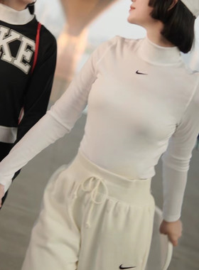 Nike/耐克春秋季女子刺绣标时尚运动显瘦打底衫长袖T恤DV7881-100