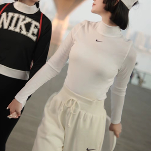 Nike/耐克春秋季女子刺绣标时尚运动显瘦打底衫长袖T恤DV7881-100