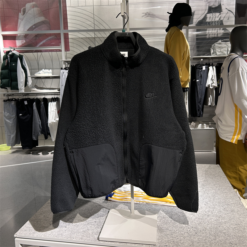 耐克Nike 男子宽松立领加绒夹克休闲摇粒绒外套FB8387-010