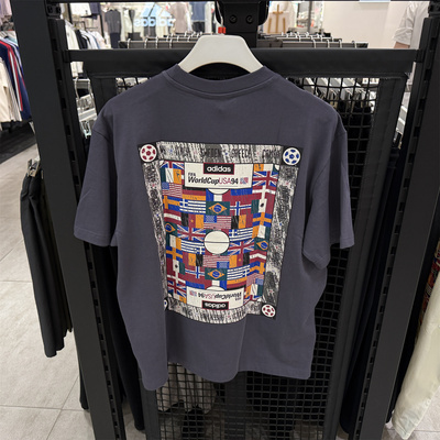 adidas阿迪达斯三叶草男子FLAG GFX SS 复古足球风纯棉T恤 KD1429