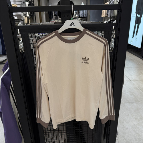 阿迪达斯三叶草男装经典三条纹运动长袖T恤IA4877 IA4879 JN7022