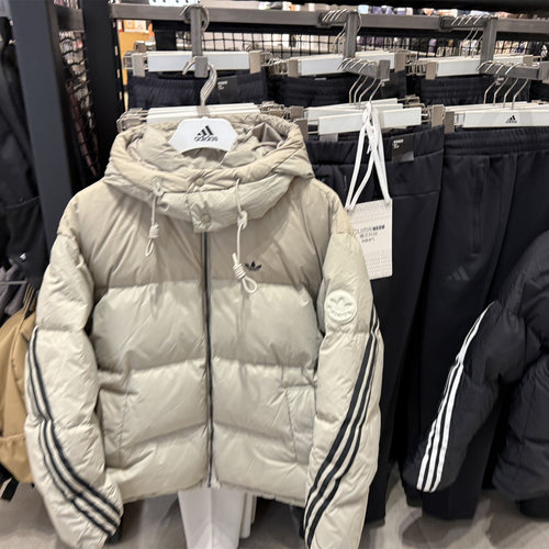 Adidas阿迪达斯三叶草 三条杠保暖连帽羽绒服外套 KC0173 KC2563