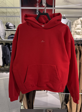 Nike耐克男加绒卫衣篮球新年款红色运动保暖连帽套头衫IM5919-657