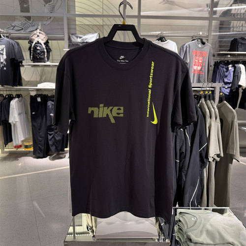 专柜正品耐克NIKE男背标印花休闲运动圆领宽松纯棉短袖T恤 HQ9263