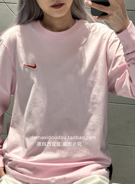 专柜正品Nike耐克男子情侣纯棉印花休闲叠搭刺绣长袖T恤 FV3994