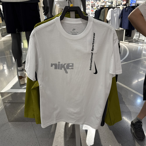 正品耐克NIKE男子运动休闲宽松印花纯棉圆领短袖t恤 HQ9263-121