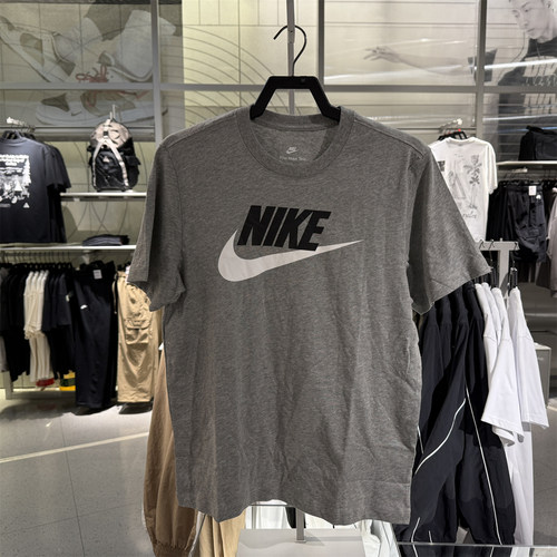Nike耐克夏季男士灰色经典短袖运动上衣男生训练服健身T恤AR5005
