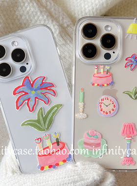 ins风复古小清新插画适用iPhone15/16/17PROMAX苹果12/13/14PLUS/XR手机壳软iPhoneAIR