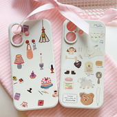 14PRO苹果15Plus少女文艺手机软壳13 ins风可爱复古小物件动物插画适用于iPhone16 17PROMAX 12Mini百搭