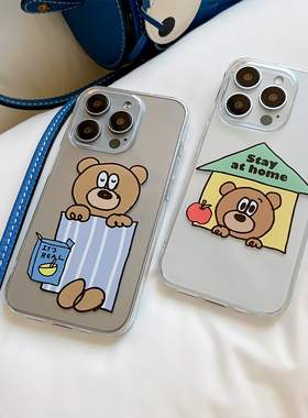 ins风可爱小熊适用于iPhone15/16/17PROMAX/14PRO苹果小众手机软壳13/12/iPhoneAIR