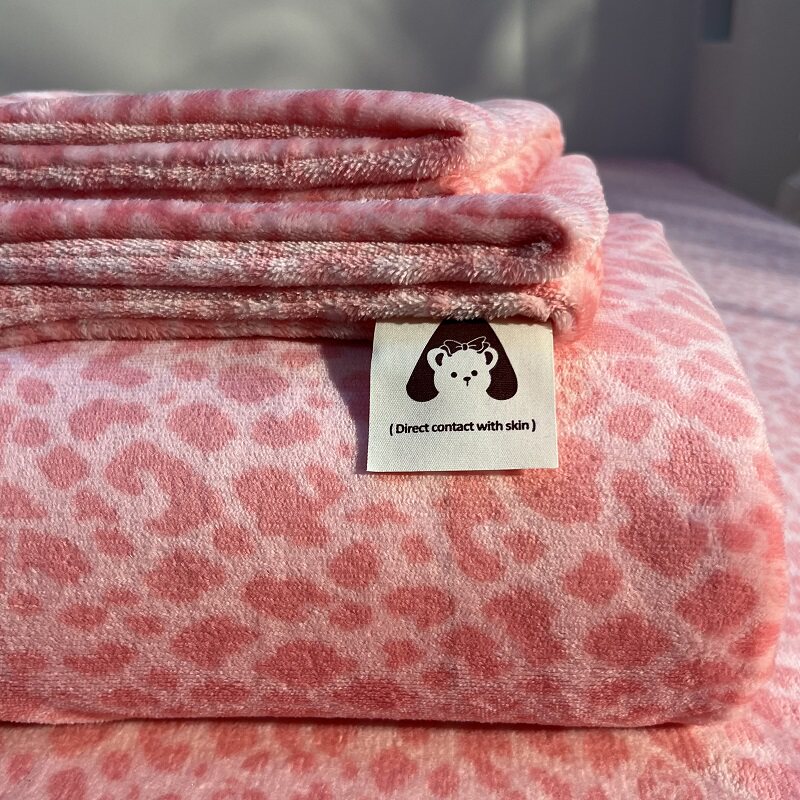 冬季少女粉色豹纹加厚牛奶绒床单三件套加绒保暖防滑裸睡被单枕套,床上用品,床单,淘宝优惠券,粉丝福利购,淘宝优惠卷