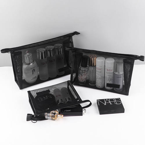 化妆包手提网纱收纳包女ins便携旅行小巧大容量洗漱包口红收纳袋