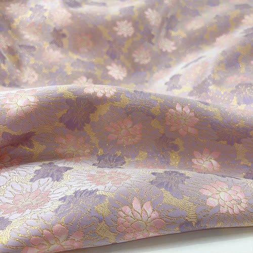 莲花织锦缎提花面料中国风汉服