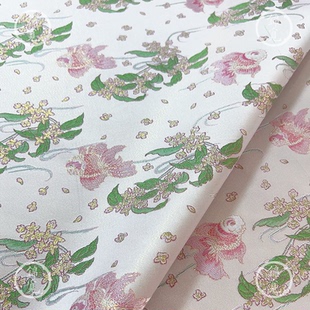 宋锦面料桂花织金国风汉服布料提花