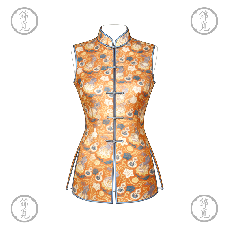 串枝葫芦织锦缎提花面料