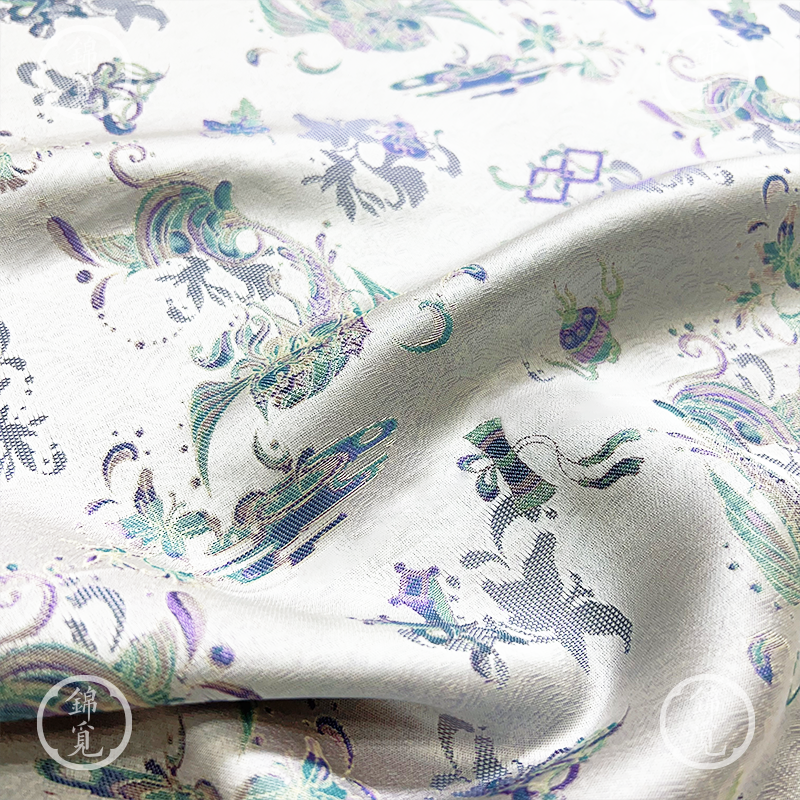 双鱼星座提花面料中国风唐装旗袍汉服包装服装布料新品宋锦蜀锦裙