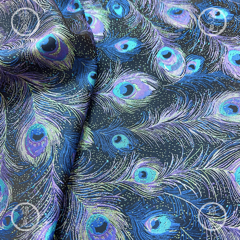 宋锦面料孔雀羽毛高端汉服布料裙子上衣装饰,纺织面料/辅料/配套,汉服面料,淘宝优惠券,粉丝福利购,淘宝优惠卷
