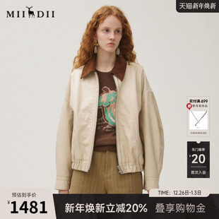 谜底外套长袖 回归乡野灯芯绒拼接大廓形夹克253MW1203 女2025秋季