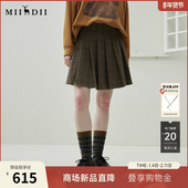 复古学院风格 谜底百褶半裙2025年冬季 新品 纹拼接短裙女254MB1633