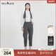 复古条纹特色背带萝卜九分裤 谜底休闲背带裤 春新款 231MK0106