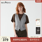 马甲女2025秋季 新款 复古风V领修身 谜底西装 高腰短款 马夹257MM7727