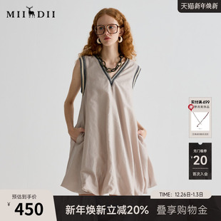 复古风蓬蓬裙合身A型短裙252ML0566 新品 谜底连衣裙无袖 女2025夏季