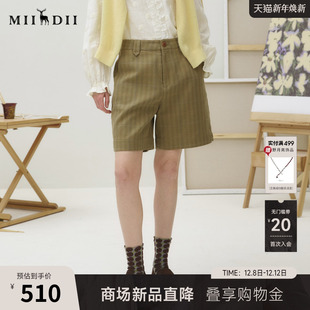 型开叉直筒裤 谜底短裤 复古格纹棉质小A版 新品 253MK1057 女2025秋季