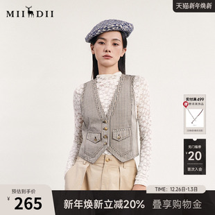 西装 短款 马夹241MM0079 复古帅气修身 谜底格纹小马甲女春新款